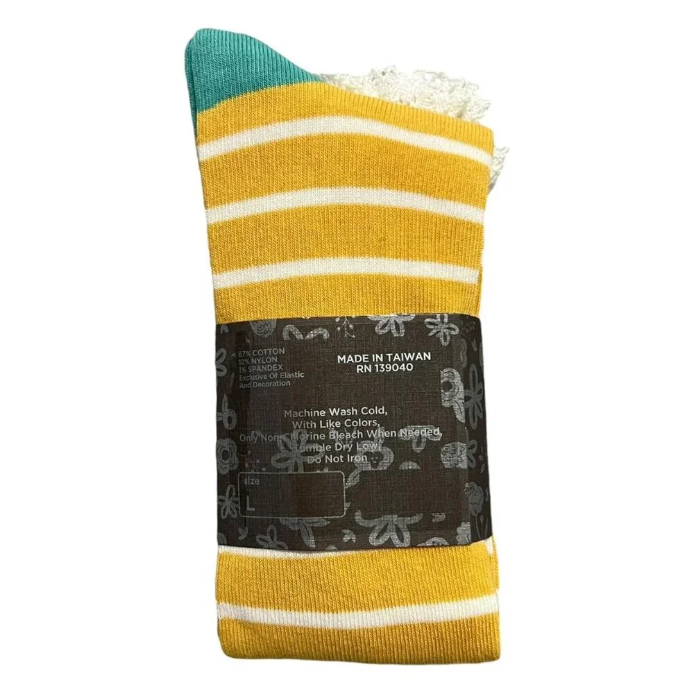 NEW Matilda Jane Sz L Perfectly Paired Yellow Lace Knee Socks